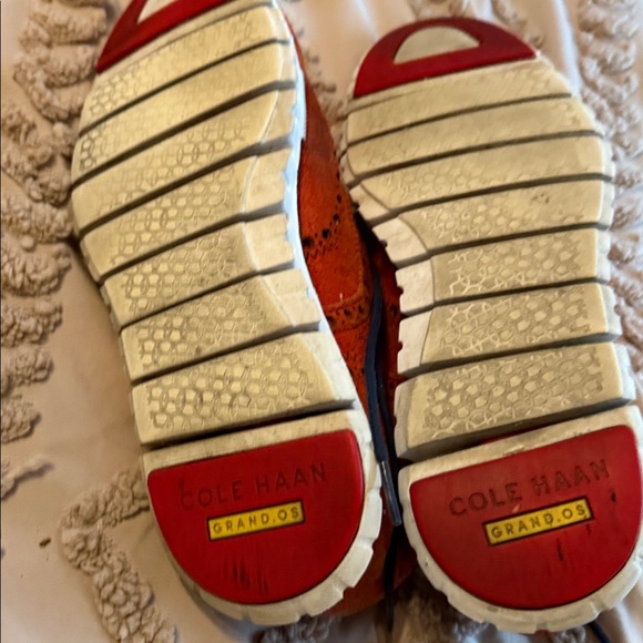 Cole Haan Orange Suede Wingtip Oxfords with Navy Laces EUC - Picture 5 of 7